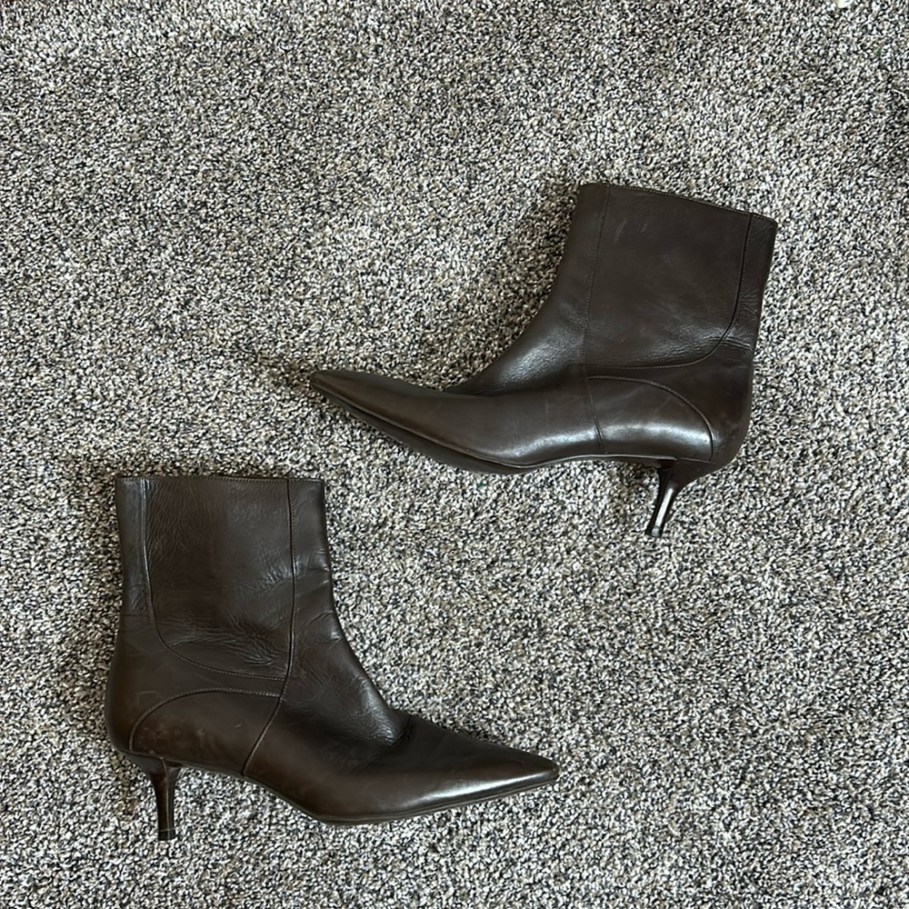 Cole Haan Brown Kitten Heel Ankle Boots